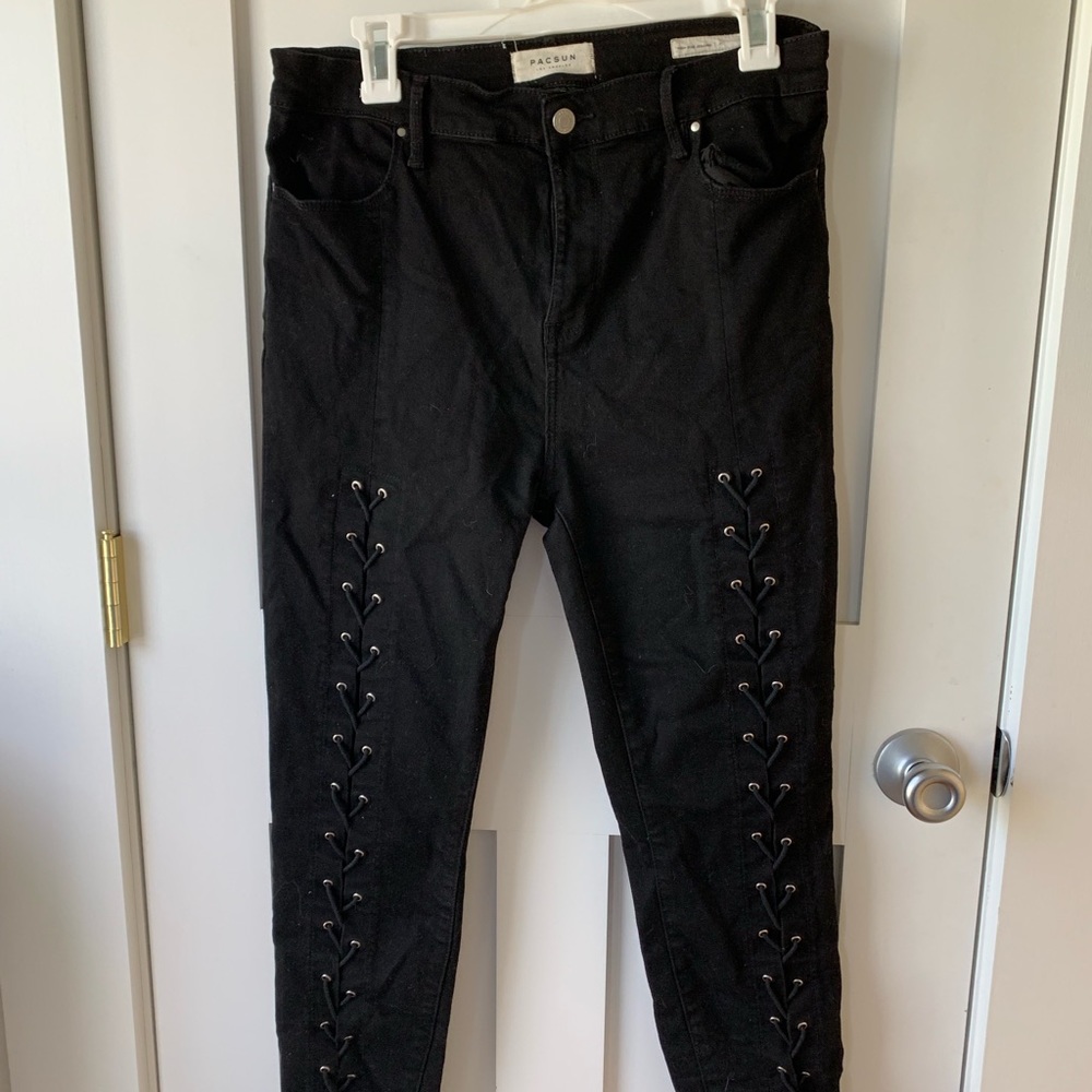 Lace up, Black, Skinny Jeans